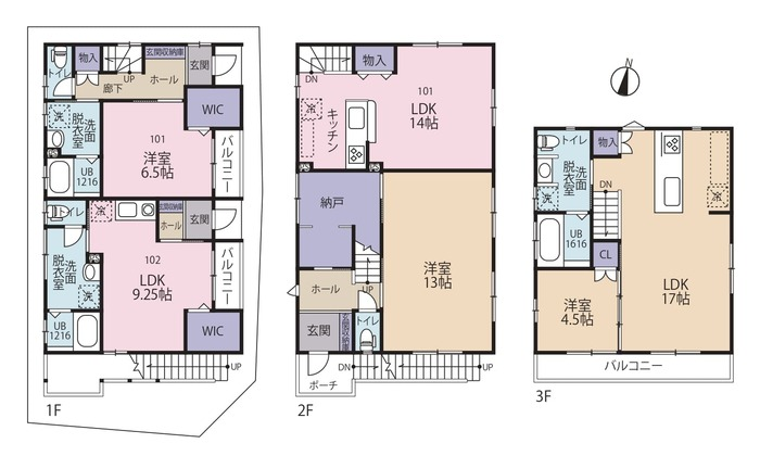 1～2階は賃貸用でワンルームと1LDK。2～3階がオーナー住戸で建築面積の50％。50％以上でないと住宅ローンにならない