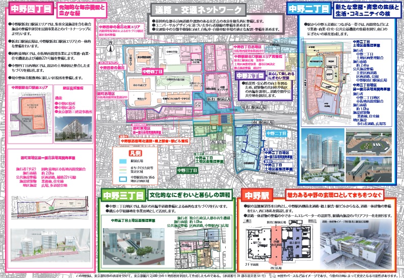 中野駅前の開発計画をまとめたもの。前半ではこのうち、右下にあるブルーの部分の開発を説明する