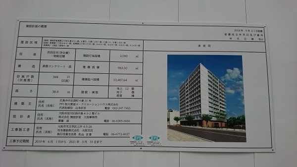 「大阪大学箕面新キャンパス」の隣には、「大阪大学学生寮」も建設中