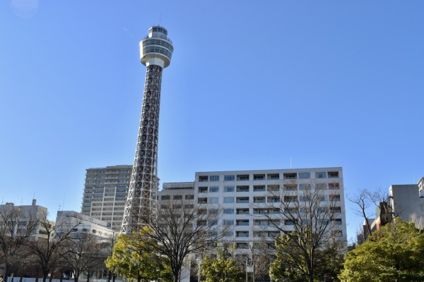 1961年に開業した「横浜マリンタワー」。休館中には工事期間中の塔体を活用したライトアップ等事業「願いの塔」を開催。