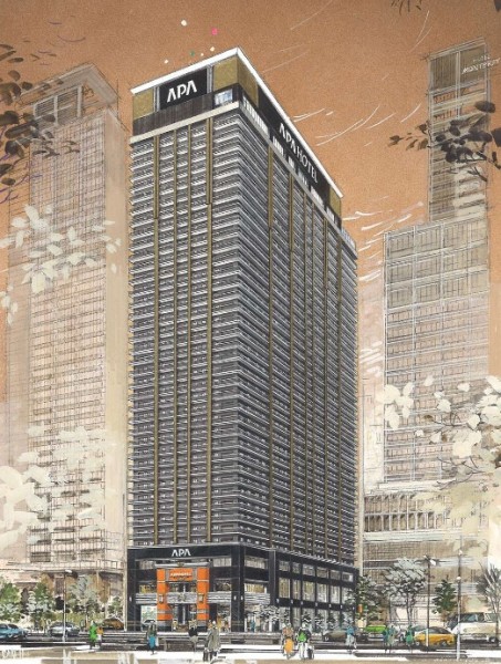 「（仮称）アパホテル＆リゾート〈大阪難波駅タワー〉」の予想図