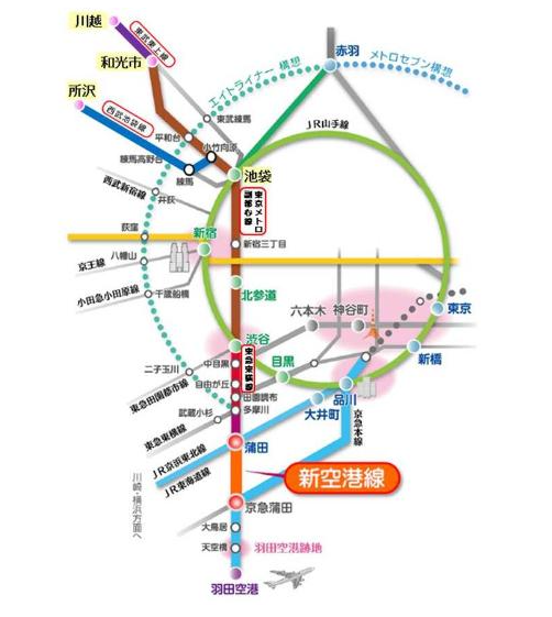 蒲蒲線が影響するのは近隣だけではない。東急東横線や東京メトロ副都心線とつながることで、広域の鉄道ネットワークが形成されるかもしれない。 出所：大田区ホームページ