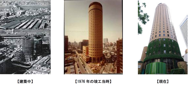 1976年4月、日本初の円形超高層ビルとして誕生した「大阪マルビル」（出典：大和ハウス工業株式会社）