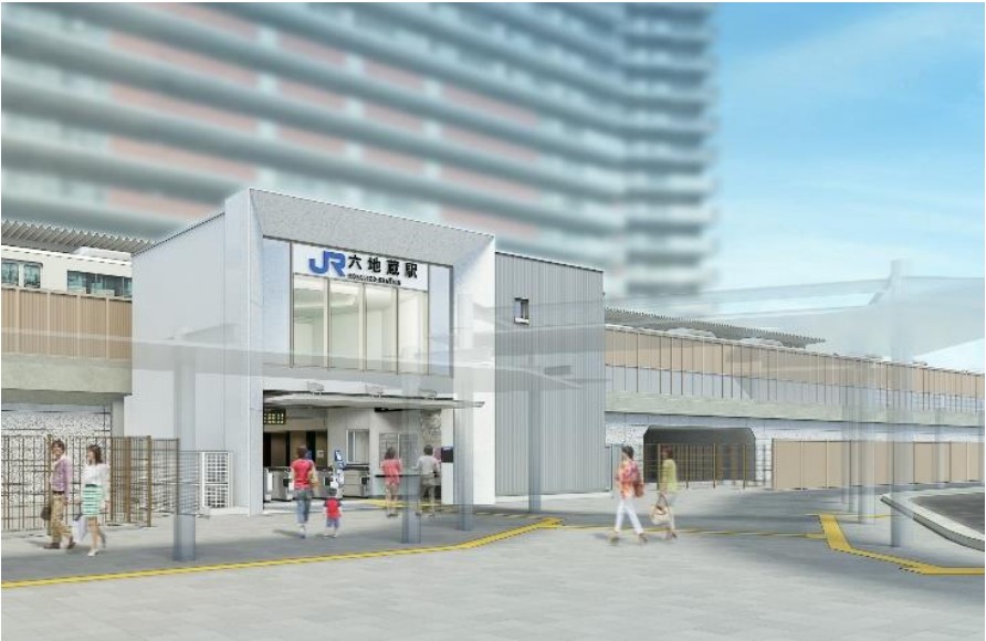 JR奈良線「六地蔵」駅の新駅舎の完成予想図。2023年春からの供用を目指す（出典：JR西日本）