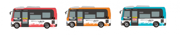 「しなバス」の車両。小型ノンステップバスで乗車定員は29名。3色の車両が東急バスにより運行する。 出所：品川区ホームページ