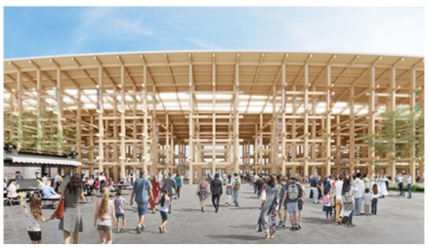 2025年大阪・関西万博の大屋根の完成予想図。万博協会のサイトから