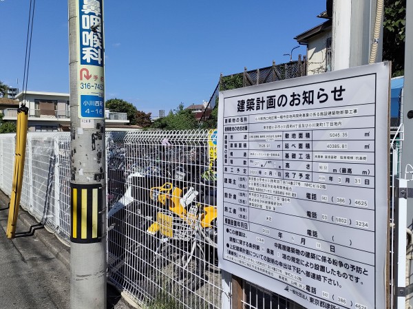 小川駅前の再開発予定地域は現在駐輪場となっている