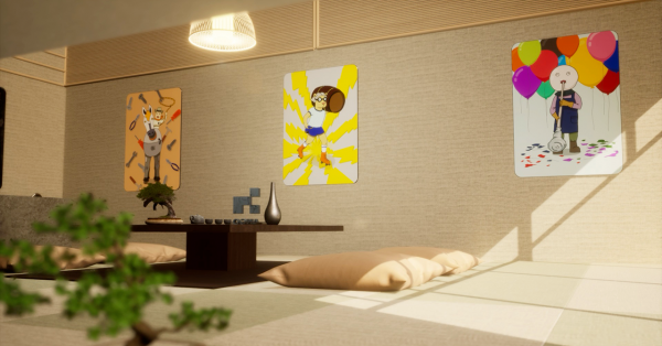 「ANGO」のイメージ。デジタルアートを飾り、自分好みの家にすることができる。 出所：プレスリリース