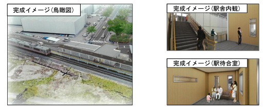駅の完成イメージ。開業に伴い乗客の増加が見込まれるため、雫石～盛岡間の朝時間帯に列車一本が新設された。 出所：プレスリリース