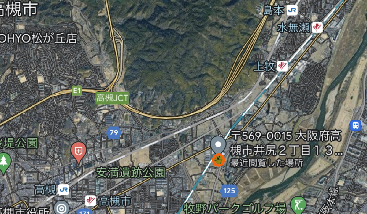 キーエンスが三菱自動車工業から購入した土地の近くにはJR線、阪急線、東海道新幹線と名神高速道路が通る
