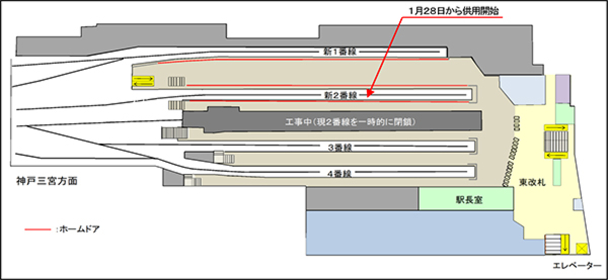 2023年1月28日から供用開始された新2番線（出典：阪神電気鉄道株式会社）