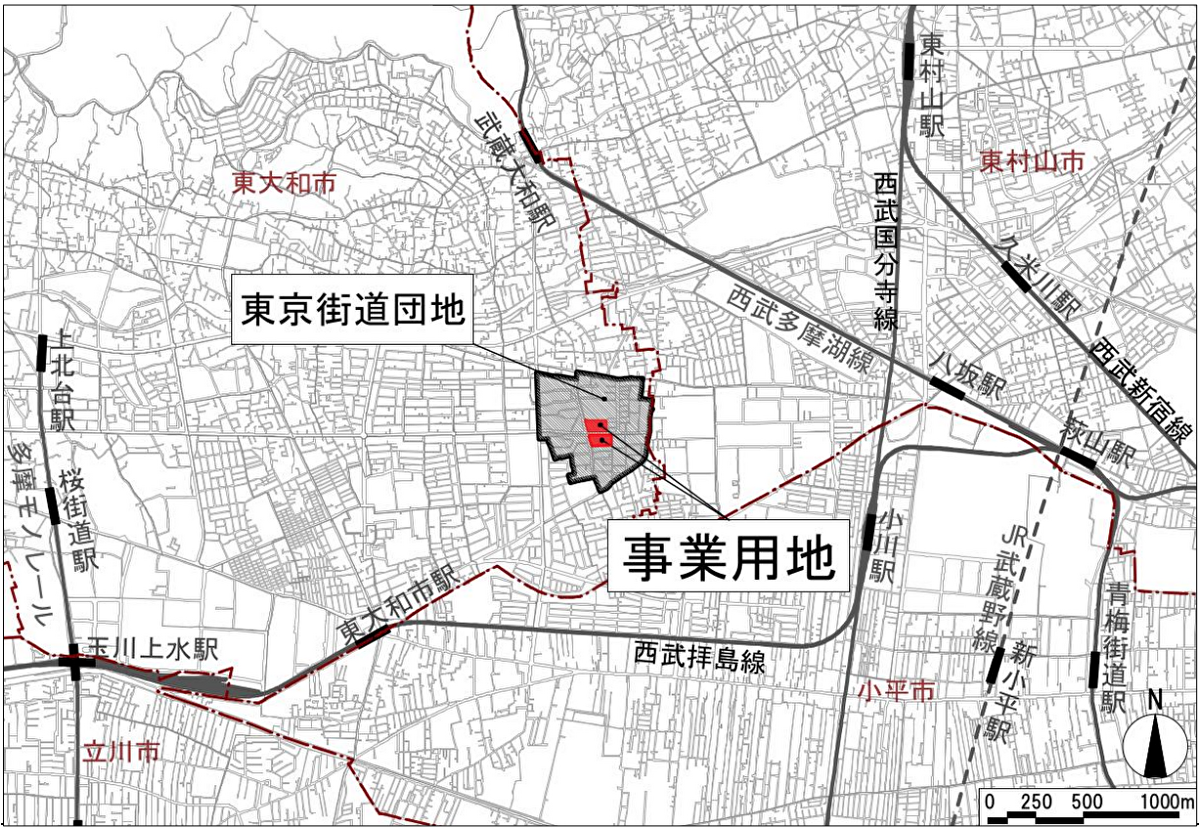 東京街道団地地区まちづくりプロジェクト位置図