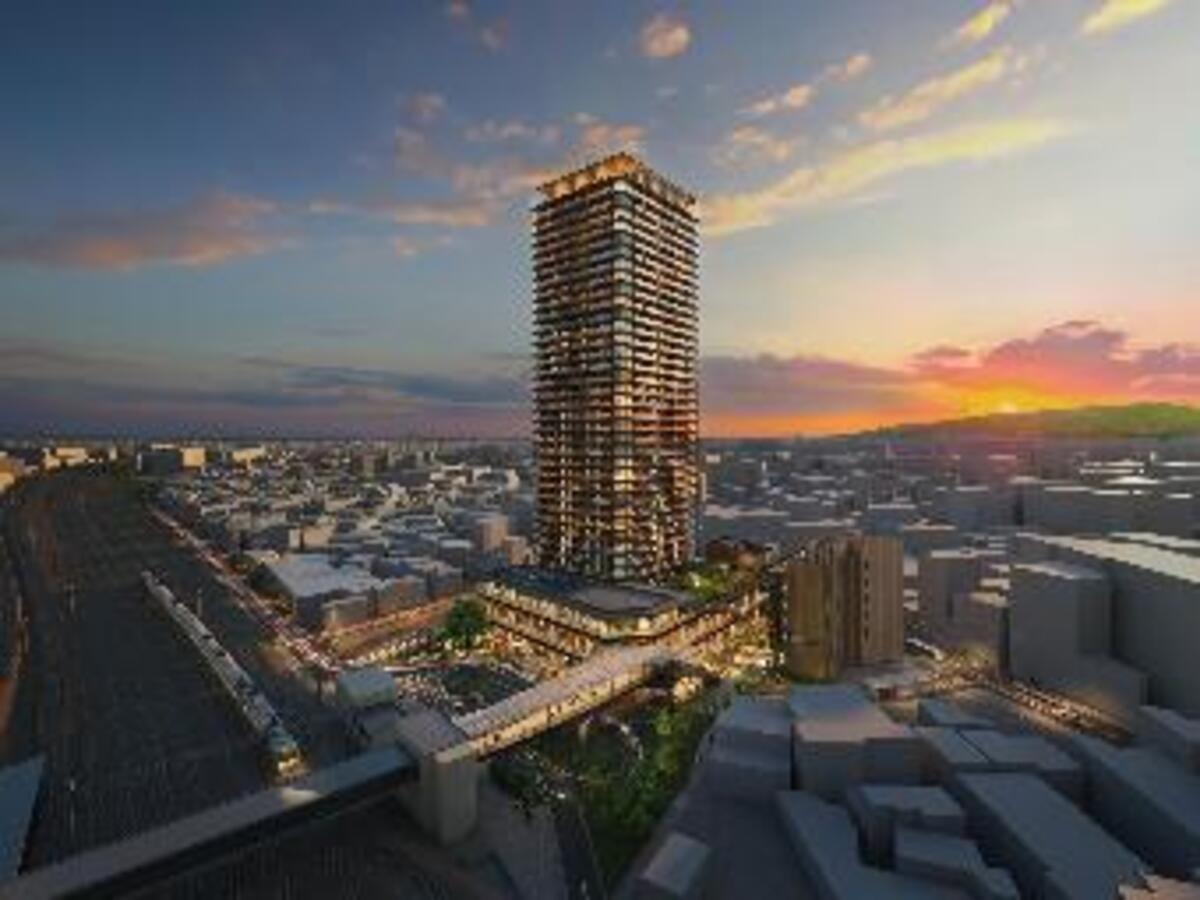 2027年3月に完了予定となる「千里丘」駅西地区の再開発事業。36階建てのタワーマンションが駅前のランドマークに（出典：摂津市）