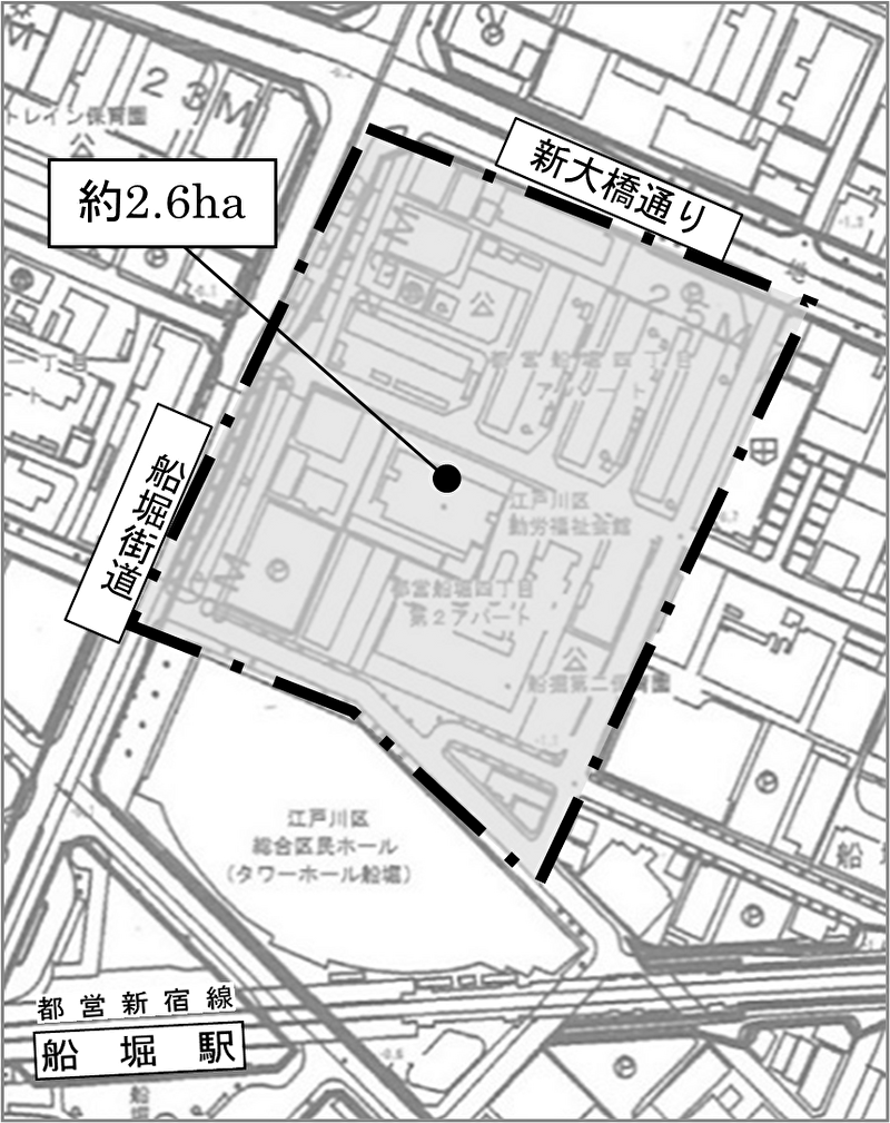 船堀四丁目地区 市街地再開発事業 対象区域地図