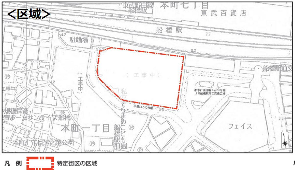 船橋駅南口再開発の位置図