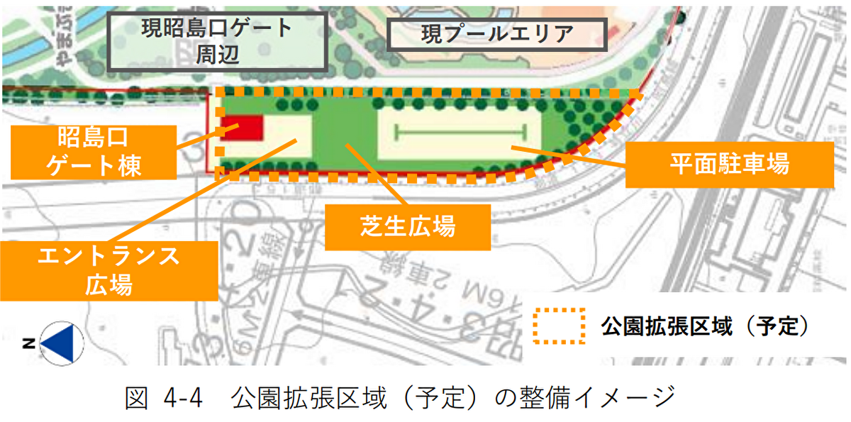 昭和記念公園 昭和口再整備の範囲図