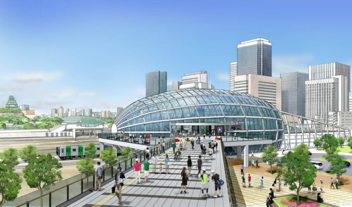 2022年時点のOsaka Metro新駅の完成イメージ。大阪公立大学方面からデッキでつながっている（出典：Osaka Metro）